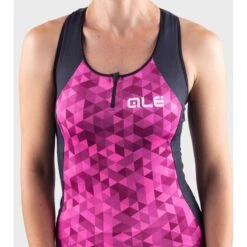 Top Donna Ciclismo ALE' SOLID TRIANGLES Rosa Fluo-viola -Giro Glam top donna ciclismo ale solid triangles rosa fluo viola 3